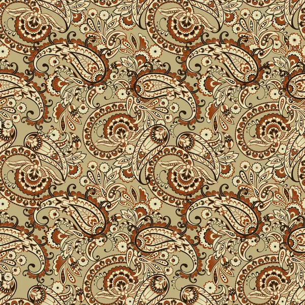 Пейсли Цветочный Восточный Этнический Узор Бесшовный Векторный Орнамент Индийская Ткань — стоковый вектор