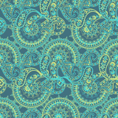 Hint tarzı çiçeklerle Paisley seamless modeli. 