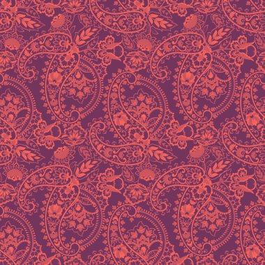 Paisley Süslü, pürüzsüz desen. kalamkari vektör kumaş arkaplanı