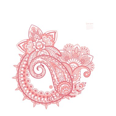 Paisley Floarl yalıtılmış desen. Batik biçiminde vektör illüstrasyonu