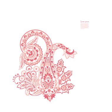 Vektör Paisley Çiçek yalıtılmış süsü