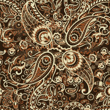 Şal desenli, desensiz bir süs. Çiçek dekoru süsleyin. Vektör illüstrasyonu