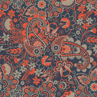 Paisley Damask süsü. Kusursuz Vektör deseni