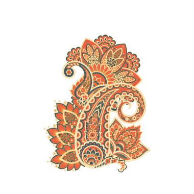 Damask Paisley Çiçek yalıtılmış vektör süsü