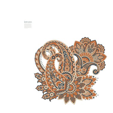 Paisley vektör izole desen. Damask biçimi Vintage illüstrasyonu