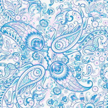 Şal desenli, desensiz bir süs. Çiçek dekoru süsleyin. Vektör illüstrasyonu