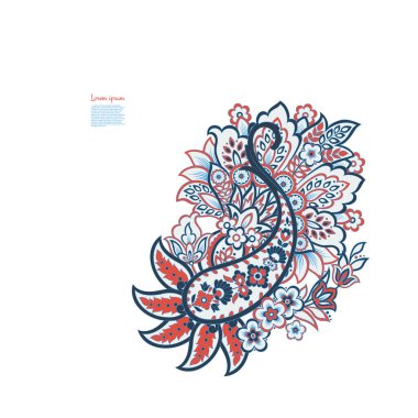 Damask Paisley Çiçek yalıtılmış vektör süslemesi