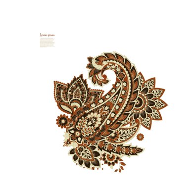 Paisley vektör izole desen. Çiçek Vintage illüstrasyonu