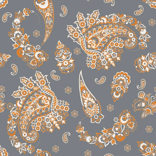 Цветочный Винтажный Фон Украшением Пейсли Бесшовный Векторный Шаблон — стоковый вектор