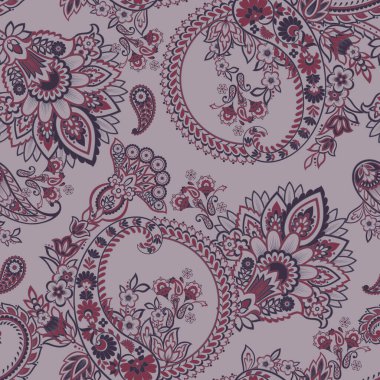 Paisley vektör seamless modeli. Fantastik çiçek yaprakları. Tekstil bohem Yazdır. Batik boyama. Vintage