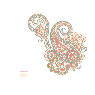 Vektör Paisley Çiçek yalıtılmış süsü