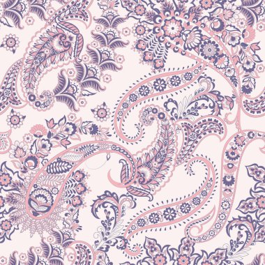 Geleneksel dikişsiz şal deseni. Hint çiçek süsü..