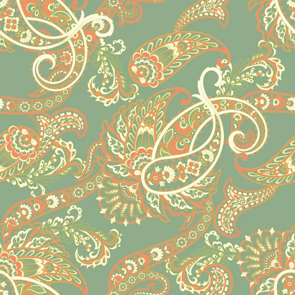 Paisley Damask Ornament Seamless Vector Pattern — Stock Vector