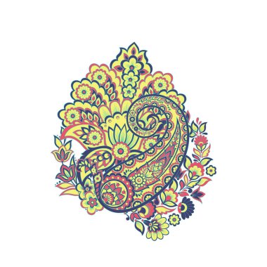 Paisley vektör izole desen. Damask biçimi Vintage illüstrasyonu