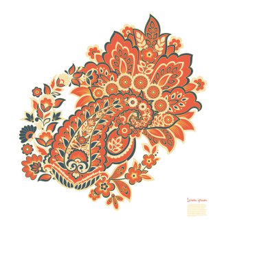 Floral Paisley colorful vector ornament. 