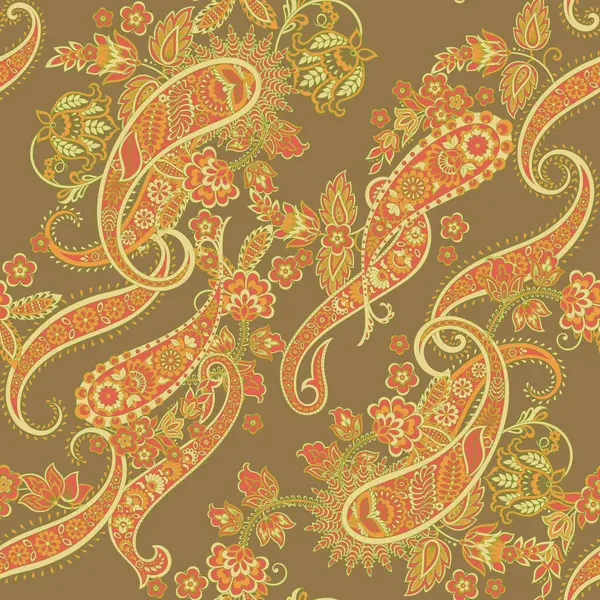 Paisley Floral Oriental Ethtern Patrones Tela India Ornamental Sin Costura — Archivo Imágenes Vectoriales