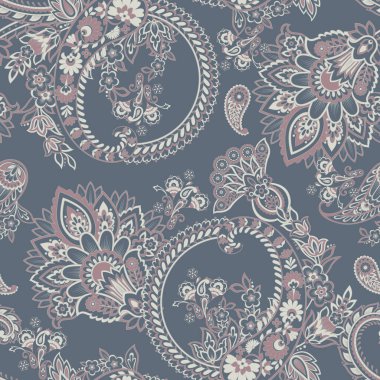 Paisley vektör seamless modeli. Fantastik çiçek yaprakları. Tekstil bohem Yazdır. Batik boyama. Vintage
