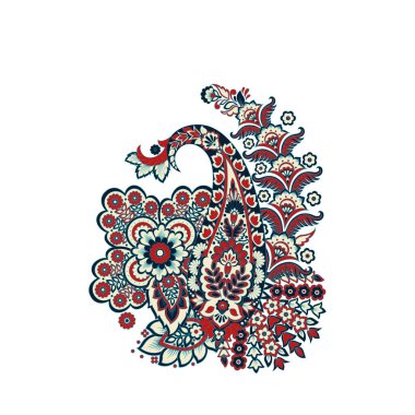 Paisley izole edilmiş. Tasarım için izole edilmiş desenli kart. Çiçek vektör deseni