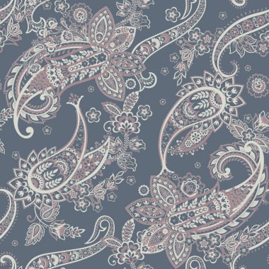 Kumaş tasarımı için Damask Paisley kusursuz vektör deseni.