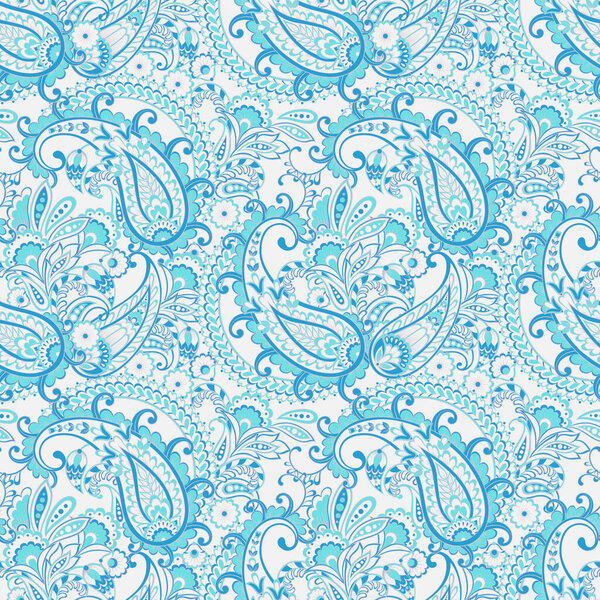 Floral Paisley Ornamental seamless pattern. kalamkari vector fabric background