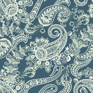 Paisley vektör seamless modeli. Fantastik çiçek yaprakları. Tekstil bohem Yazdır. Batik boyama. Vintage