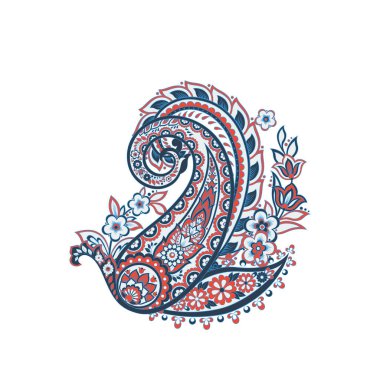 Paisley vektör izole desen. Çiçek Vintage illüstrasyonu