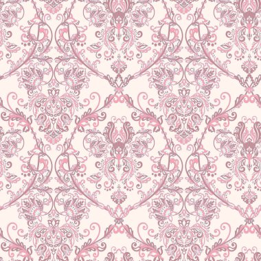 Vektör çiçekli duvar kağıdı. Klasik Barok çiçekli süs. Kusursuz vintage desen