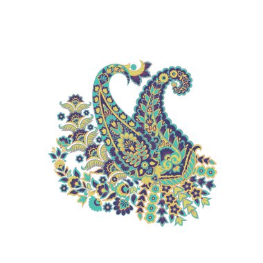 Paisley izole edilmiş. Tasarım için izole edilmiş desenli kart. Paisley vektör deseni.