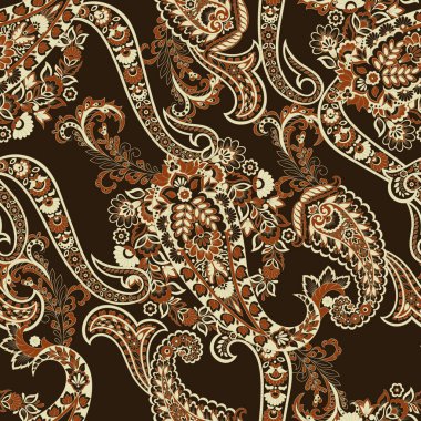 Şal desensiz vektör deseni. Batik biçiminde vintage arkaplan