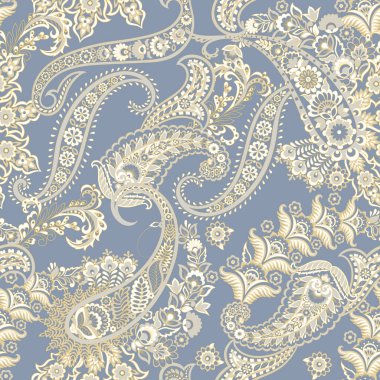 Geleneksel dikişsiz şal deseni. Hint çiçek süsü..