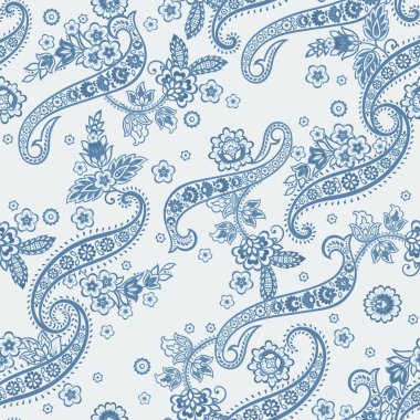 Çiçekli Paisley Süssüz vektörel desen.