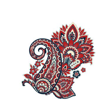 Paisley vektör izole desen. Damask biçimi Vintage illüstrasyonu