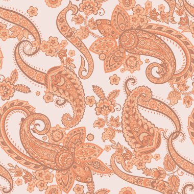 Paisley vektör kusursuz desen. Muhteşem çiçek, yapraklar. Batik tarzı resim. Eski arkaplan