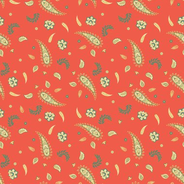 Hint tarzı çiçeklerle Paisley seamless modeli.