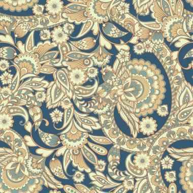 Dekorasyon tasarımı için Damask çiçek deseni. Zarif klasik arabesk etnik geçmişi.