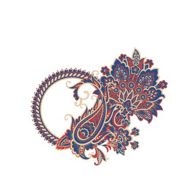 Paisley izole desen. Batik tarzı vintage illüstrasyon