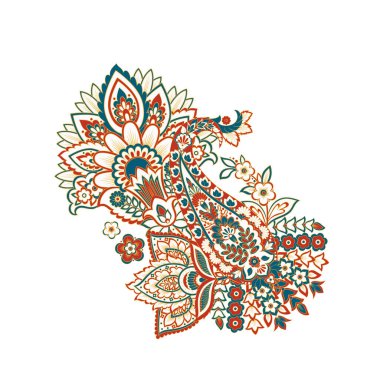 Damask Paisley Floral isolated vector ornament