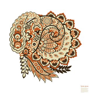 Damask desenli vektör çiçek süsü