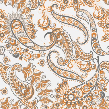 Geleneksel dikişsiz şal deseni. Hint çiçek süsü..