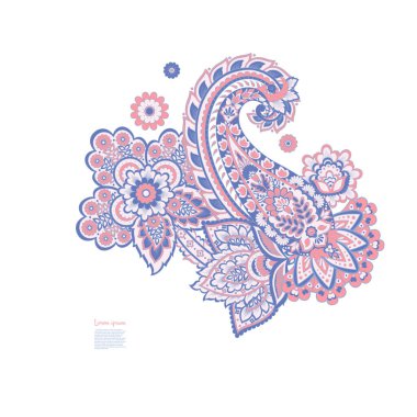 Paisley Vektör Deseni. Çiçekli Asya ResimleriName