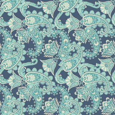 Paisley Çiçek Doğulu Etnik Düzen. Kusursuz Vektör Süslemesi. Hint kumaşı desenleri.