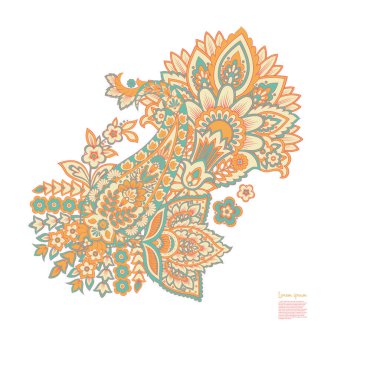 Damask Paisley Floral isolated vector ornament