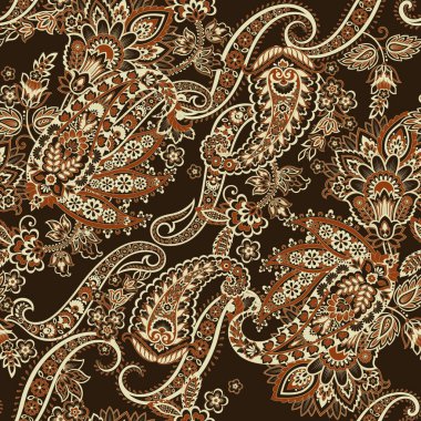 Paisley Çiçek Doğulu Etnik Düzen. Kusursuz Vektör Süslemesi. Şam kumaş desenleri.