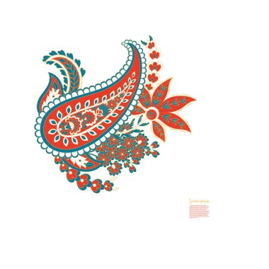 Paisley izole edilmiş. Tasarım için izole edilmiş desenli kart. Çiçek vektör deseni. Nakış işleme çiçek vektör deseni.