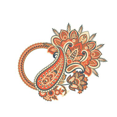 Paisley izole edilmiş. Tasarım için izole edilmiş desenli kart. Çiçek vektör deseni. Nakış işleme çiçek vektör deseni.