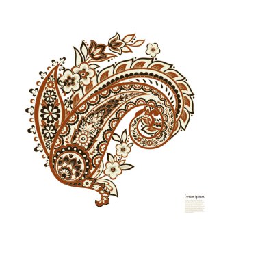 Paisley vektör izole desen. Çiçek Vintage illüstrasyonu