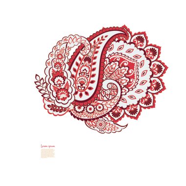 Paisley Vektör Deseni. Çiçekli Asya ResimleriName