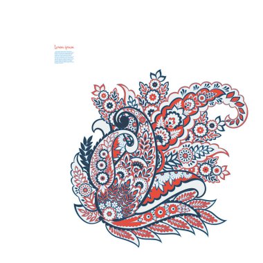 Paisley vektör izole desen. Damask biçimi Vintage illüstrasyonu