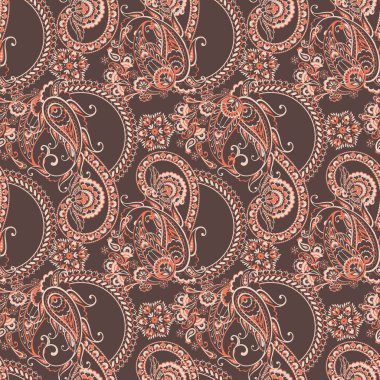 Şal desensiz vektör deseni. Batik biçiminde vintage arkaplan