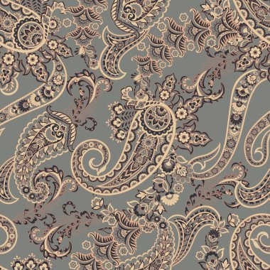 Paisley vektör seamless modeli. Fantastik çiçek yaprakları. Tekstil bohem Yazdır. Batik boyama. Vintage